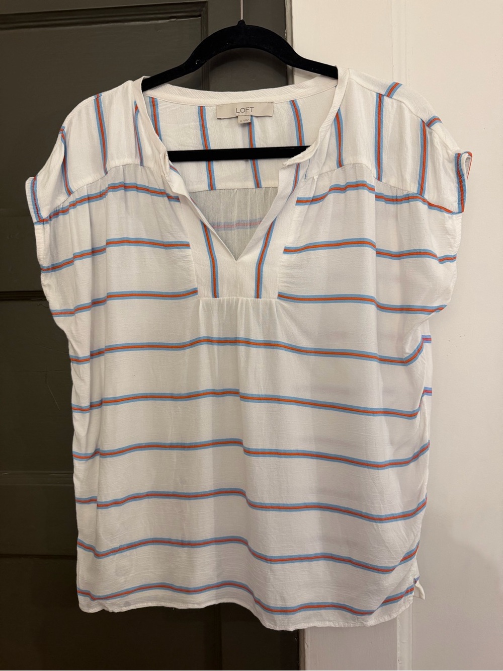 Loft blue and red stripe blouse